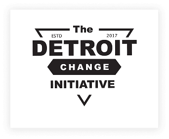 A black and white logo for the detroit change initiative.